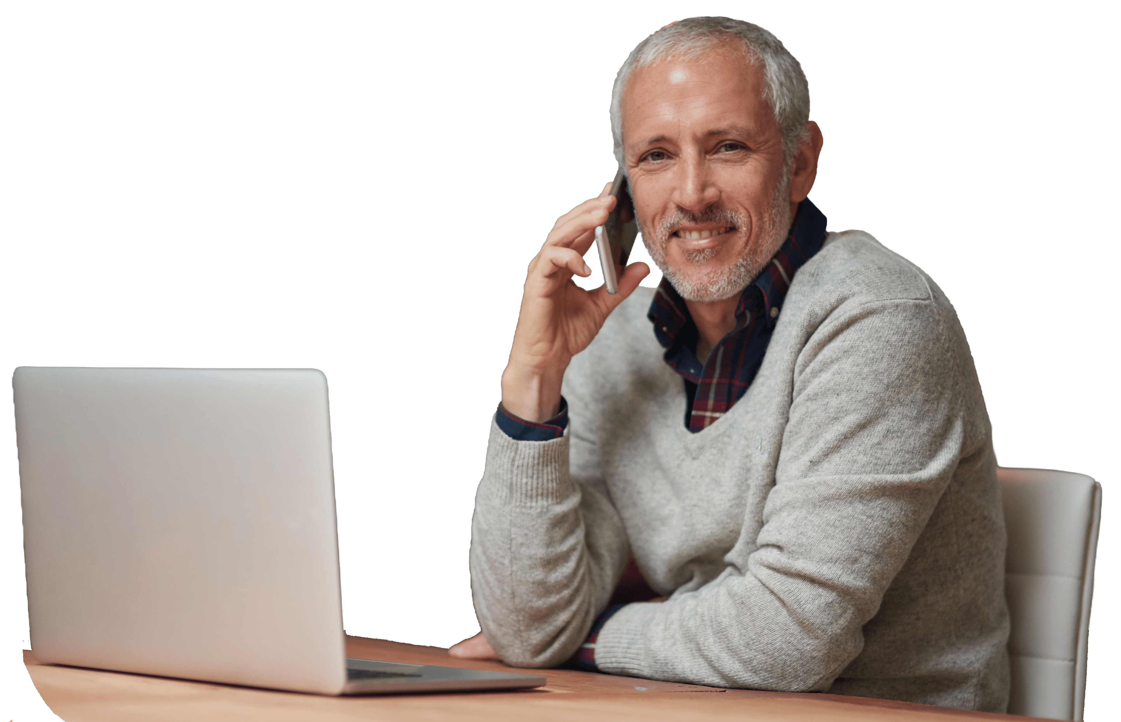 Older man on mobile phone