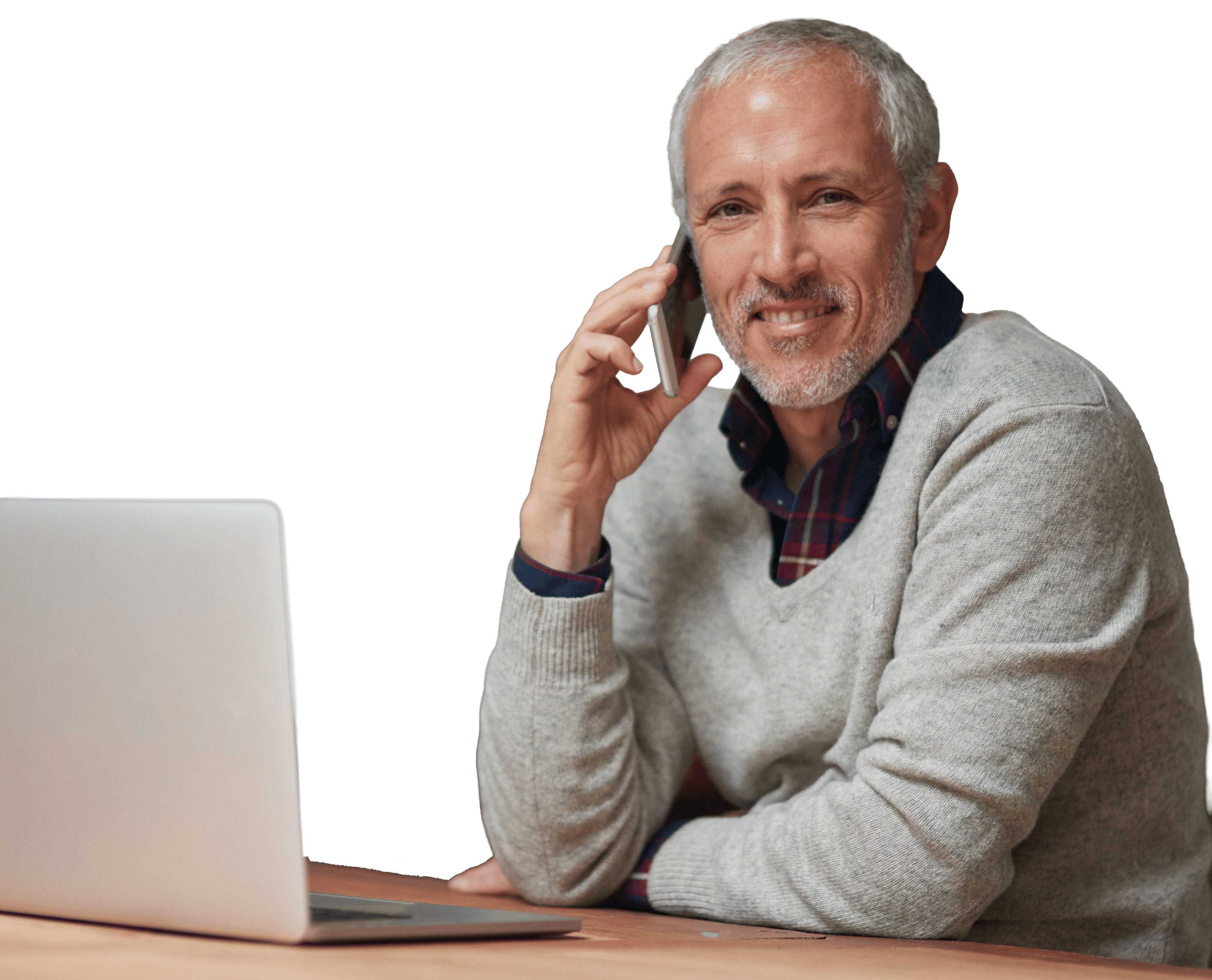 Older man on mobile phone