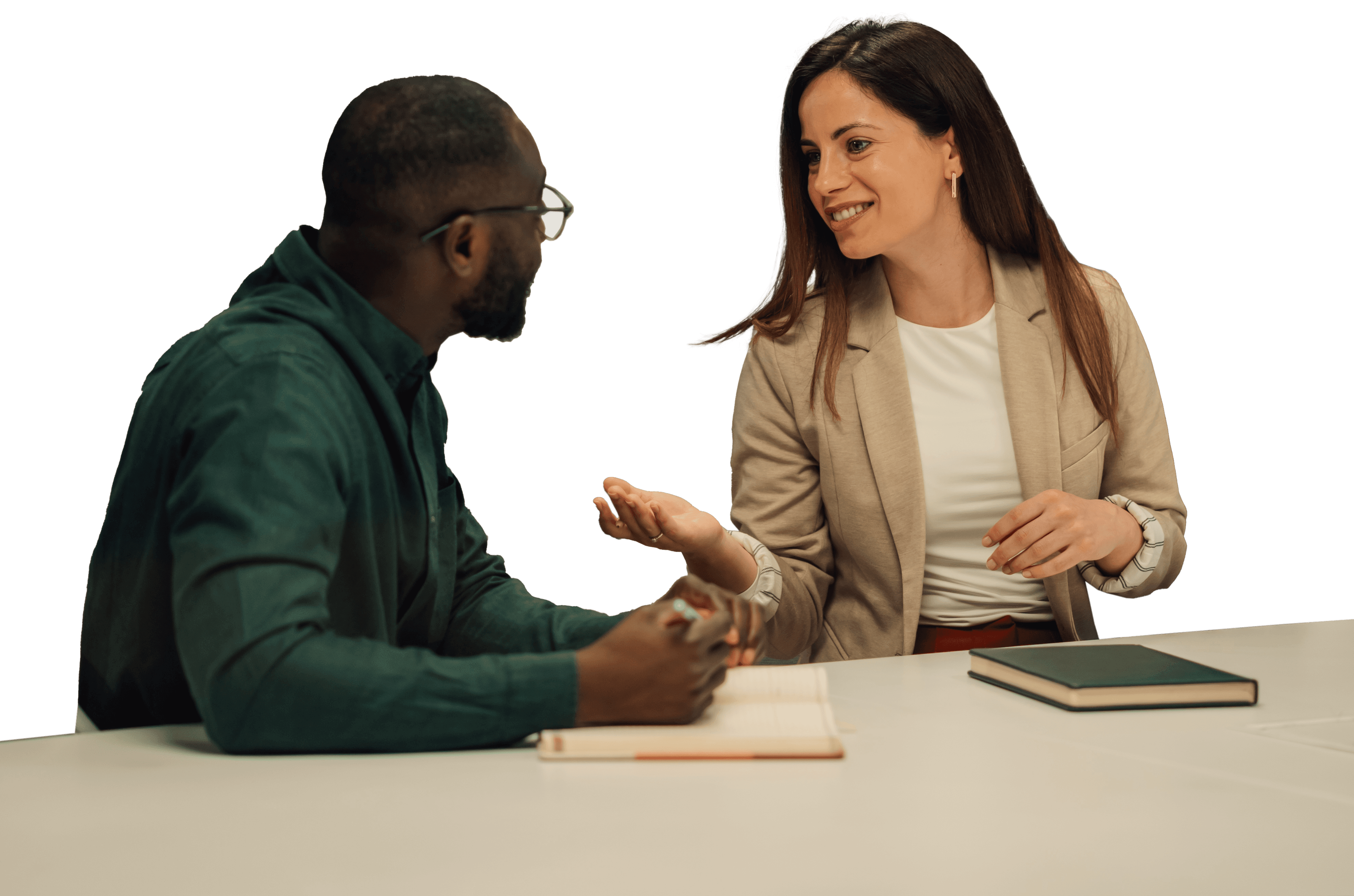Two people in conversation